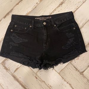 Black high rise American eagle jean shorts